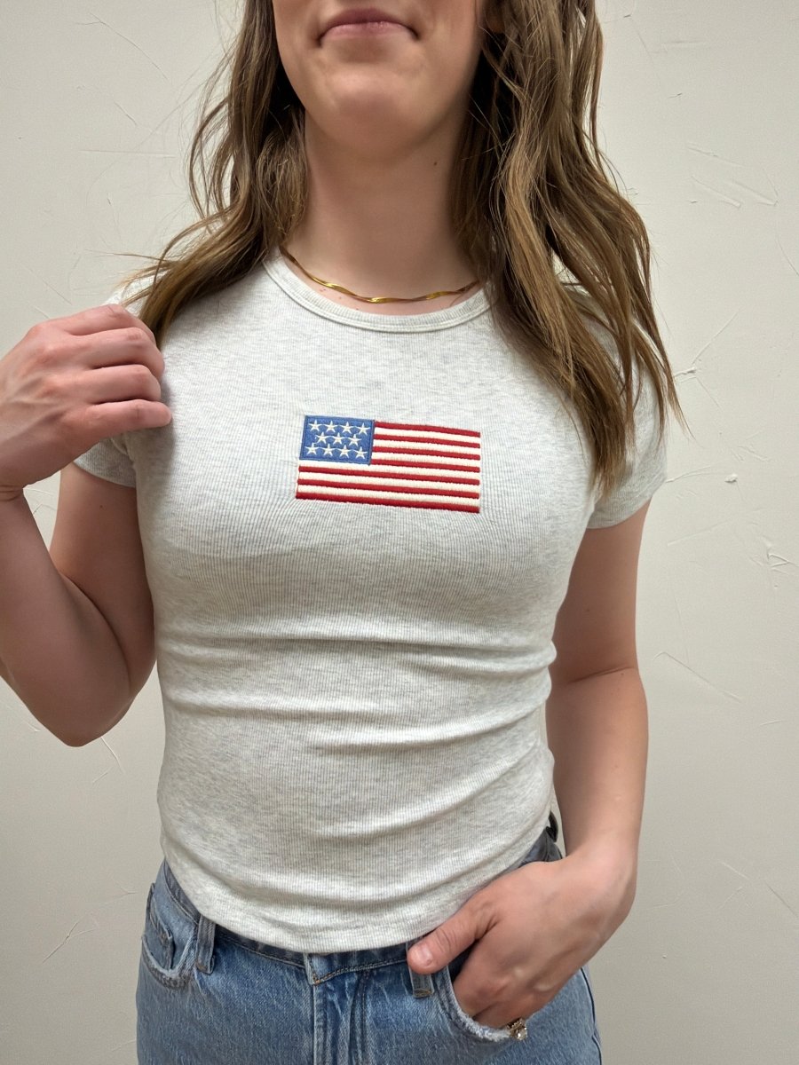 Short Sleeve American Flag Tee - Three:Twelve Boutique - Le Lis