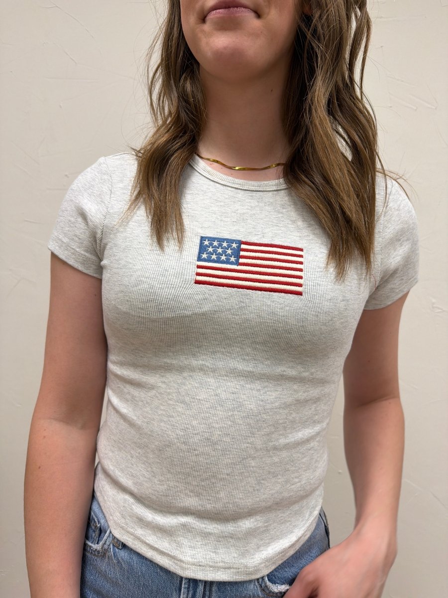 Short Sleeve American Flag Tee - Three:Twelve Boutique - Le Lis