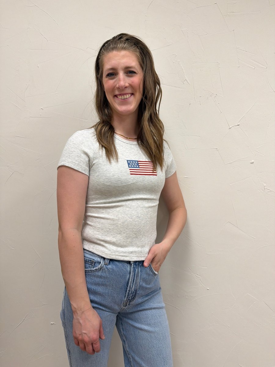 Short Sleeve American Flag Tee - Three:Twelve Boutique - Le Lis
