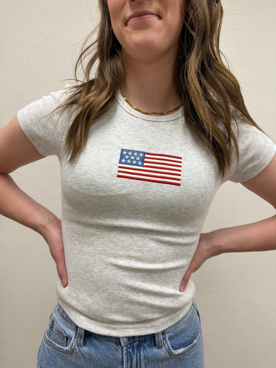 Short Sleeve American Flag Tee - Three:Twelve Boutique - Le Lis