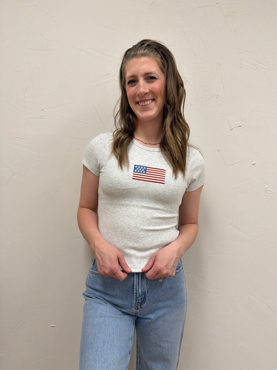 Short Sleeve American Flag Tee - Three:Twelve Boutique - Le Lis