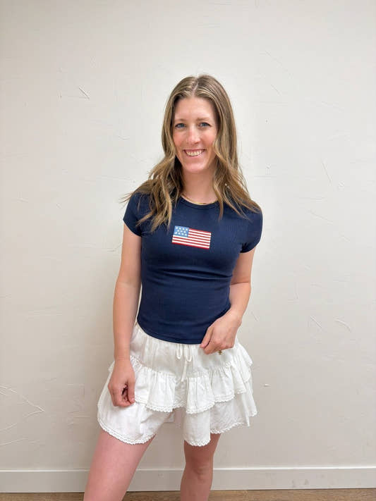 Short Sleeve American Flag Tee - Three:Twelve Boutique - Le Lis