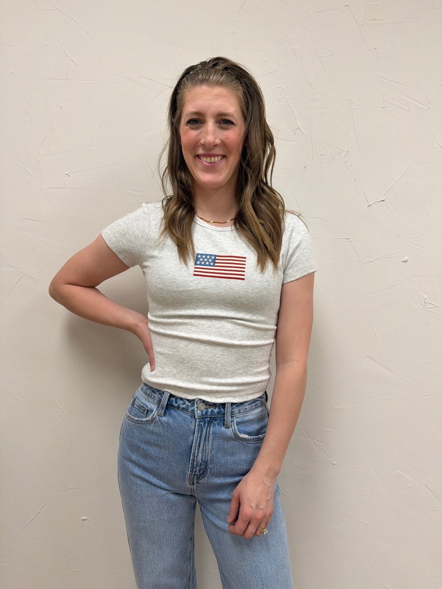 Short Sleeve American Flag Tee - Three:Twelve Boutique - Le Lis