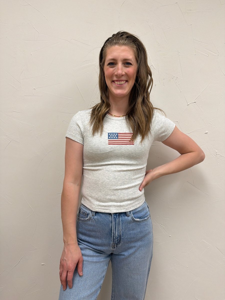 Short Sleeve American Flag Tee - Three:Twelve Boutique - Le Lis