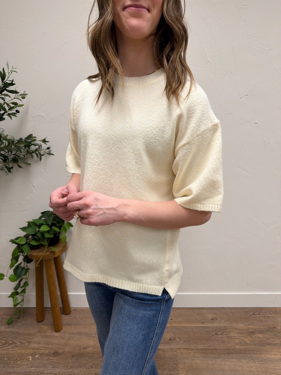 Close up of sweater knit texture and soft fabric — Three:Twelve Boutique