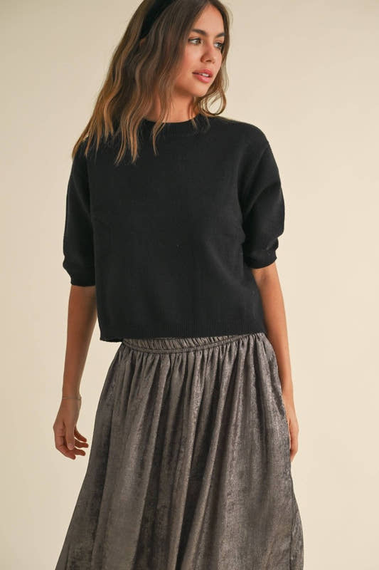 SHORT SLEEVE SWEATER TOP - Three:Twelve Boutique - MIOU MUSE