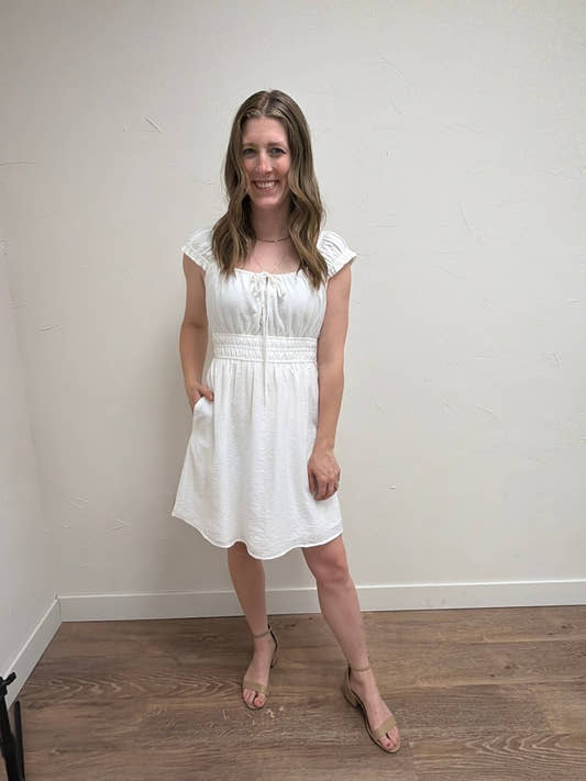 Shoulder and Waist Elastic Detaited Mini Dress - Three:Twelve Boutique - Final Touch