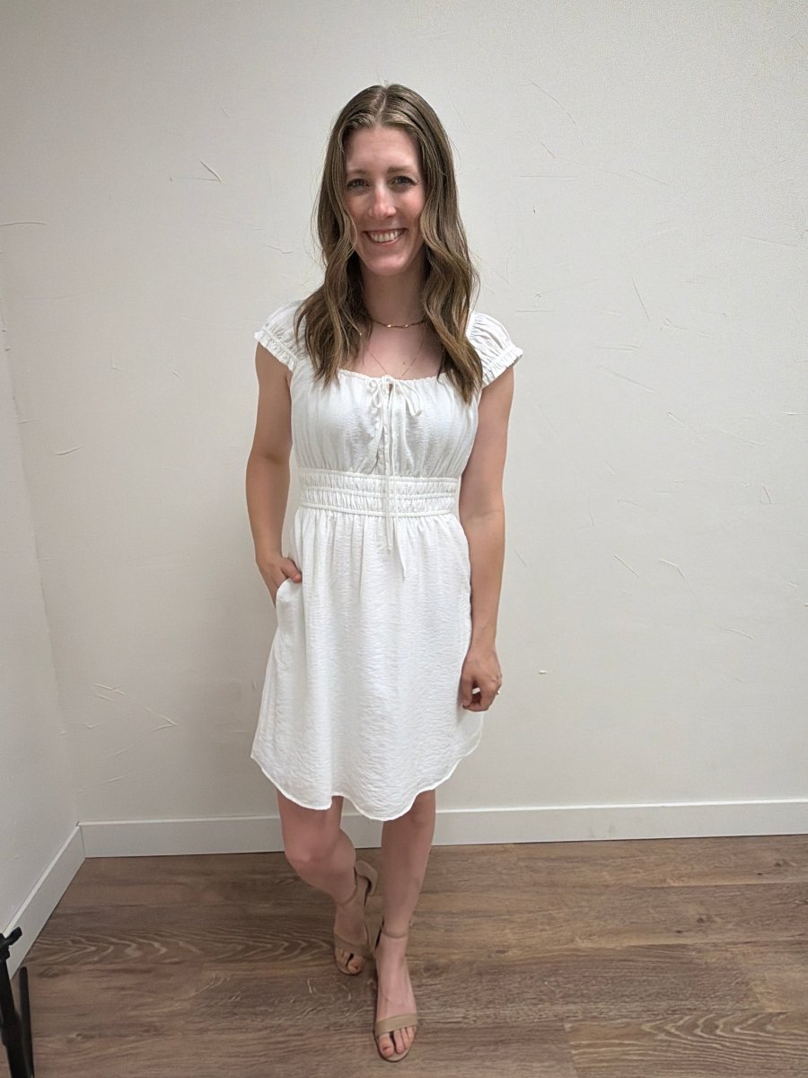 Shoulder and Waist Elastic Detaited Mini Dress - Three:Twelve Boutique - Final Touch