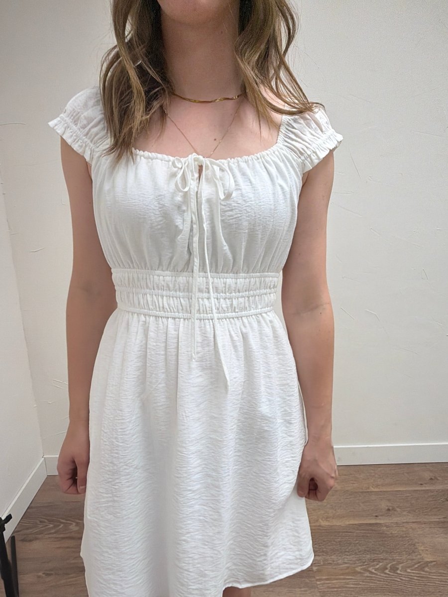 Shoulder and Waist Elastic Detaited Mini Dress - Three:Twelve Boutique - Final Touch