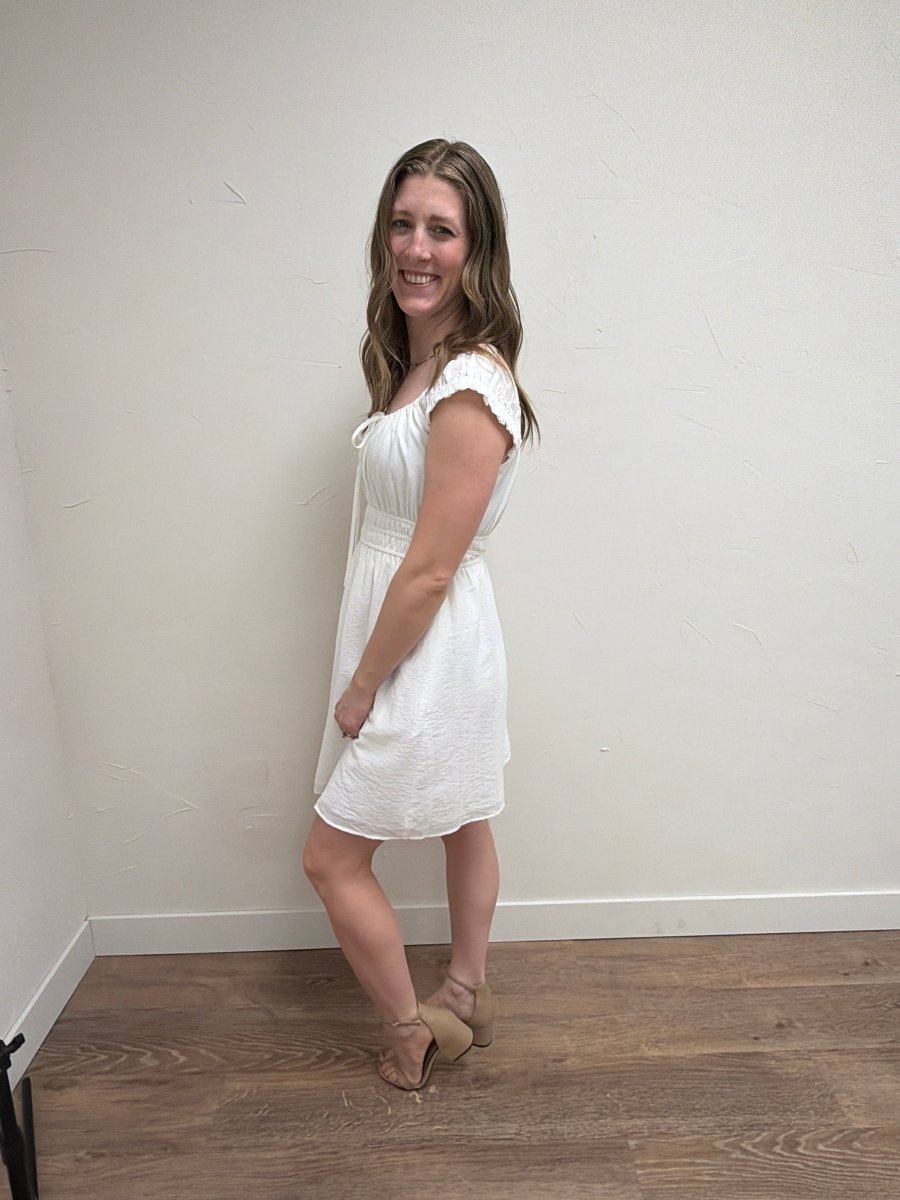 Shoulder and Waist Elastic Detaited Mini Dress - Three:Twelve Boutique - Final Touch
