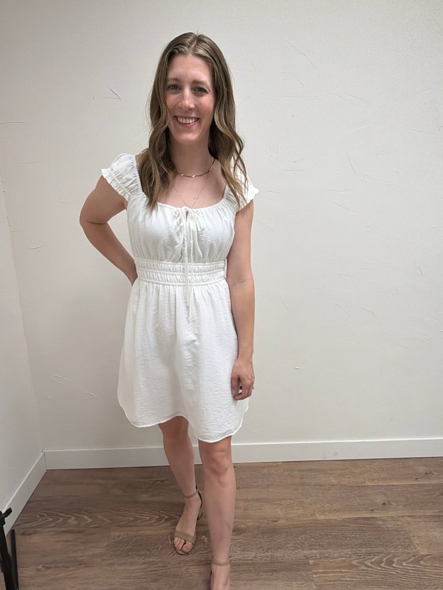 Shoulder and Waist Elastic Detaited Mini Dress - Three:Twelve Boutique - Final Touch