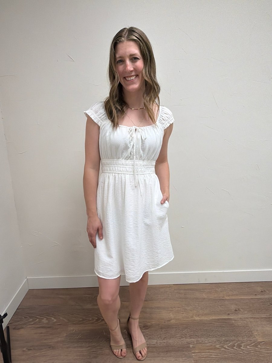 Shoulder and Waist Elastic Detaited Mini Dress - Three:Twelve Boutique - Final Touch