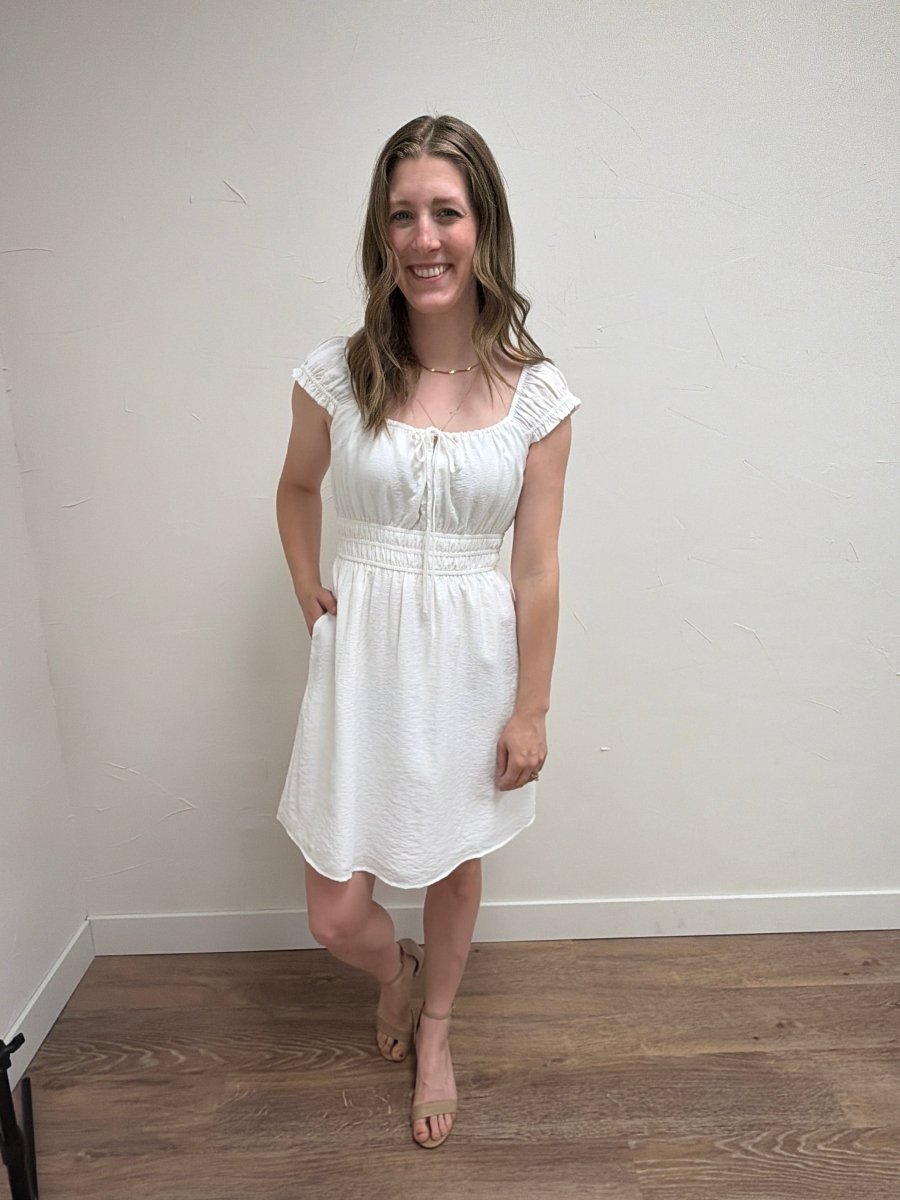 Shoulder and Waist Elastic Detaited Mini Dress - Three:Twelve Boutique - Final Touch