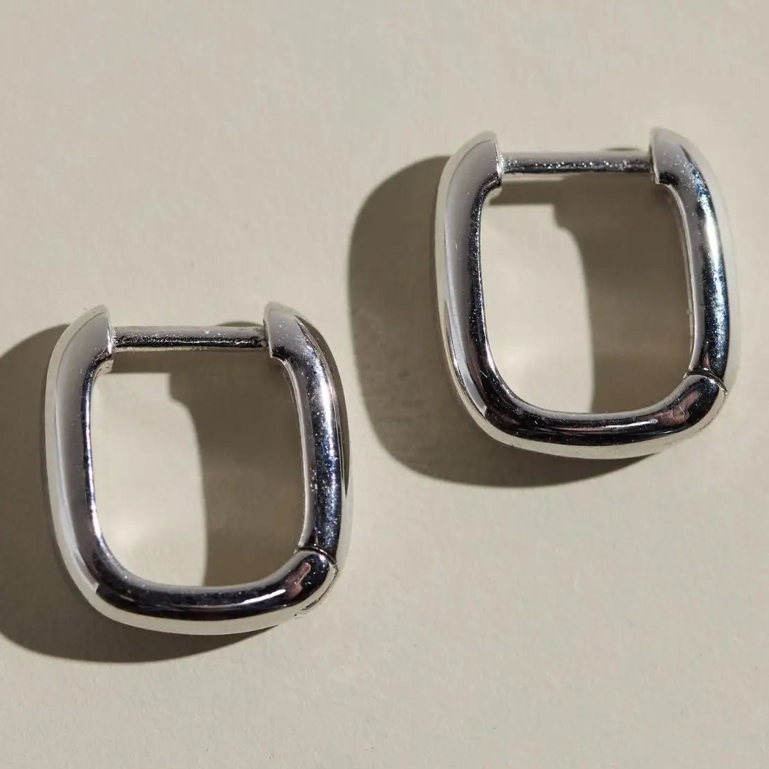 Silver Waterproof Square Huggie Earrings - Three:Twelve Boutique - nickel & suede