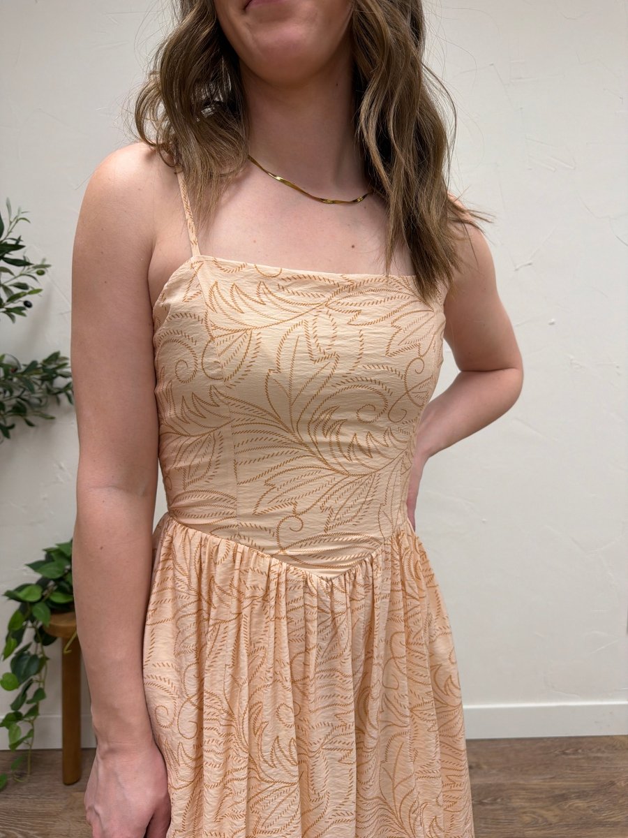 Sleeveless Adjustable Strap Smocking Midi Dress - Three:Twelve Boutique - SundayEdition