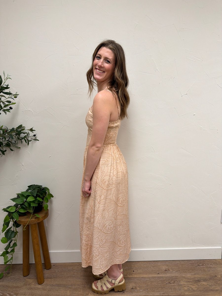 Sleeveless Adjustable Strap Smocking Midi Dress - Three:Twelve Boutique - SundayEdition