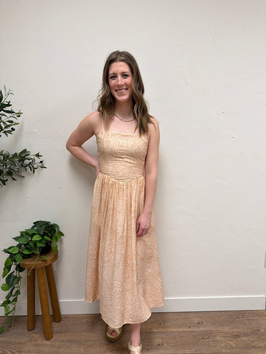 Sleeveless Adjustable Strap Smocking Midi Dress - Three:Twelve Boutique - SundayEdition