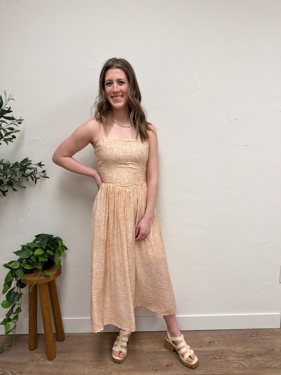 Sleeveless Adjustable Strap Smocking Midi Dress - Three:Twelve Boutique - SundayEdition