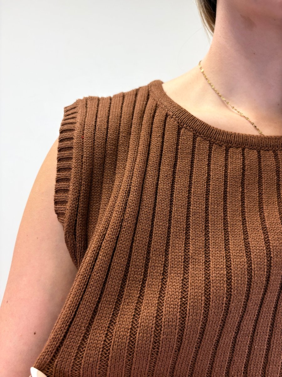 SLEEVELESS RIBBED SWEATER VEST - Three:Twelve Boutique - Wishlist