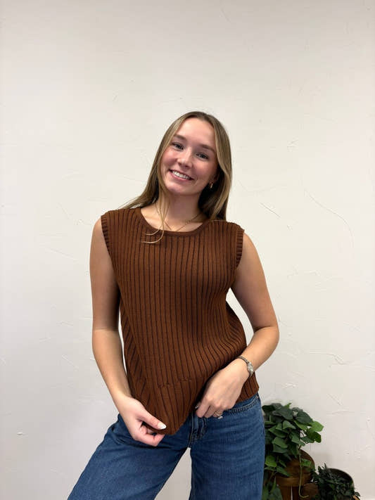 SLEEVELESS RIBBED SWEATER VEST - Three:Twelve Boutique - Wishlist