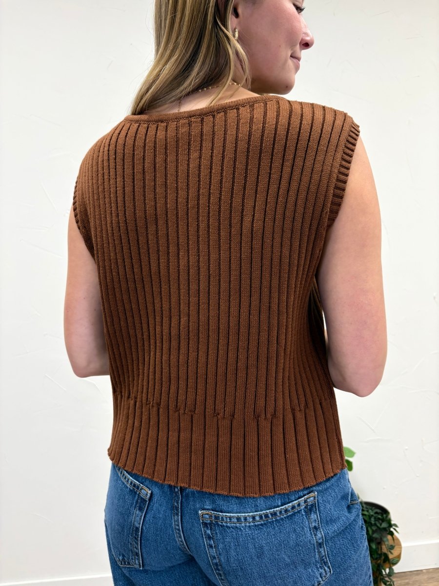 SLEEVELESS RIBBED SWEATER VEST - Three:Twelve Boutique - Wishlist
