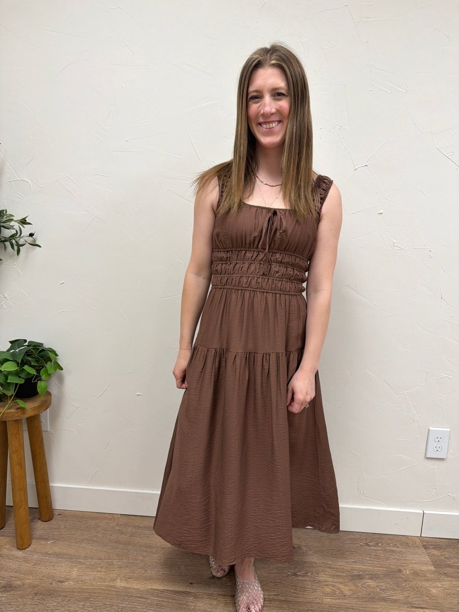 Smocked Waist Midi Dress - Three:Twelve Boutique - Blu Pepper