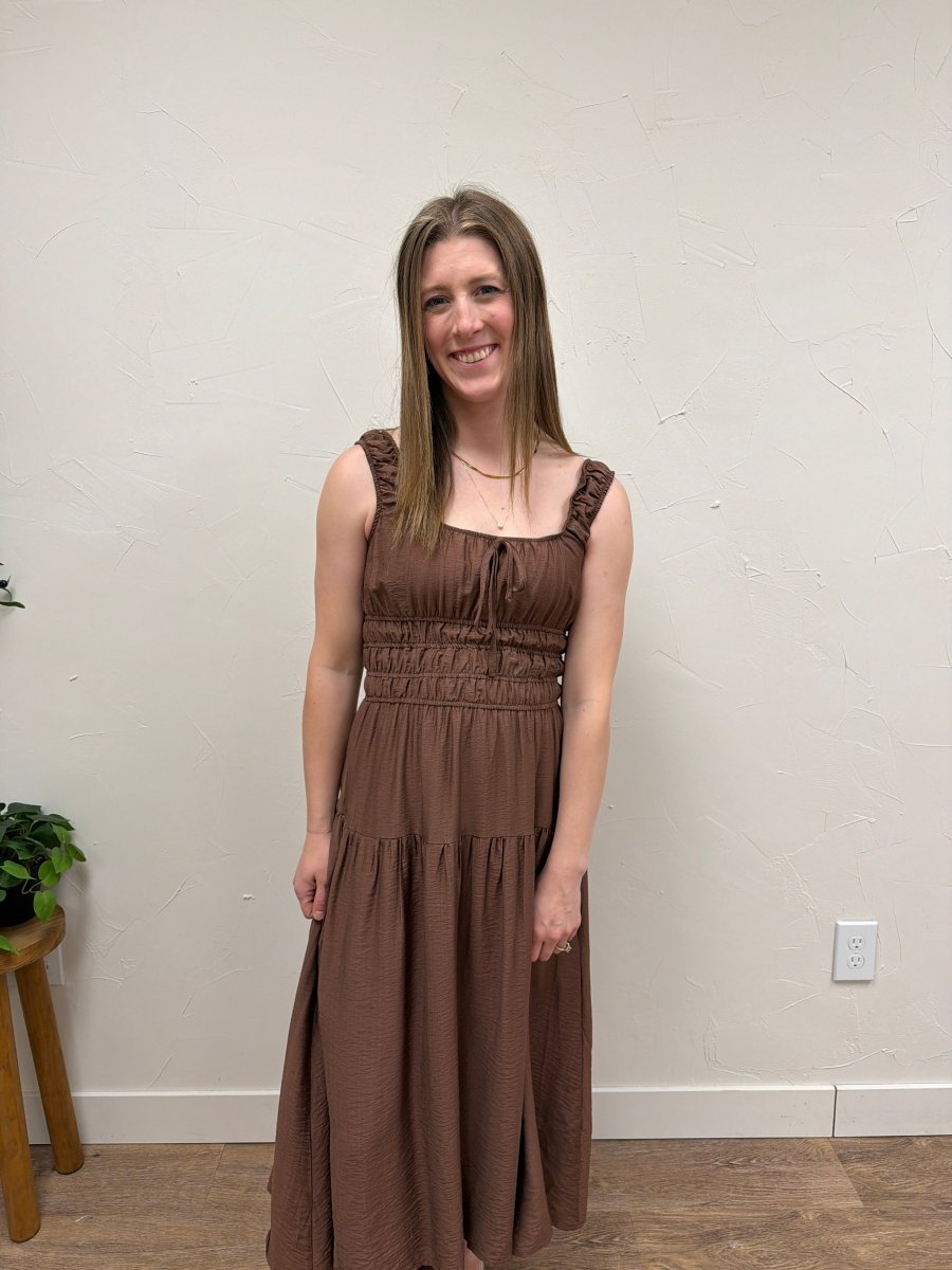 Smocked Waist Midi Dress - Three:Twelve Boutique - Blu Pepper