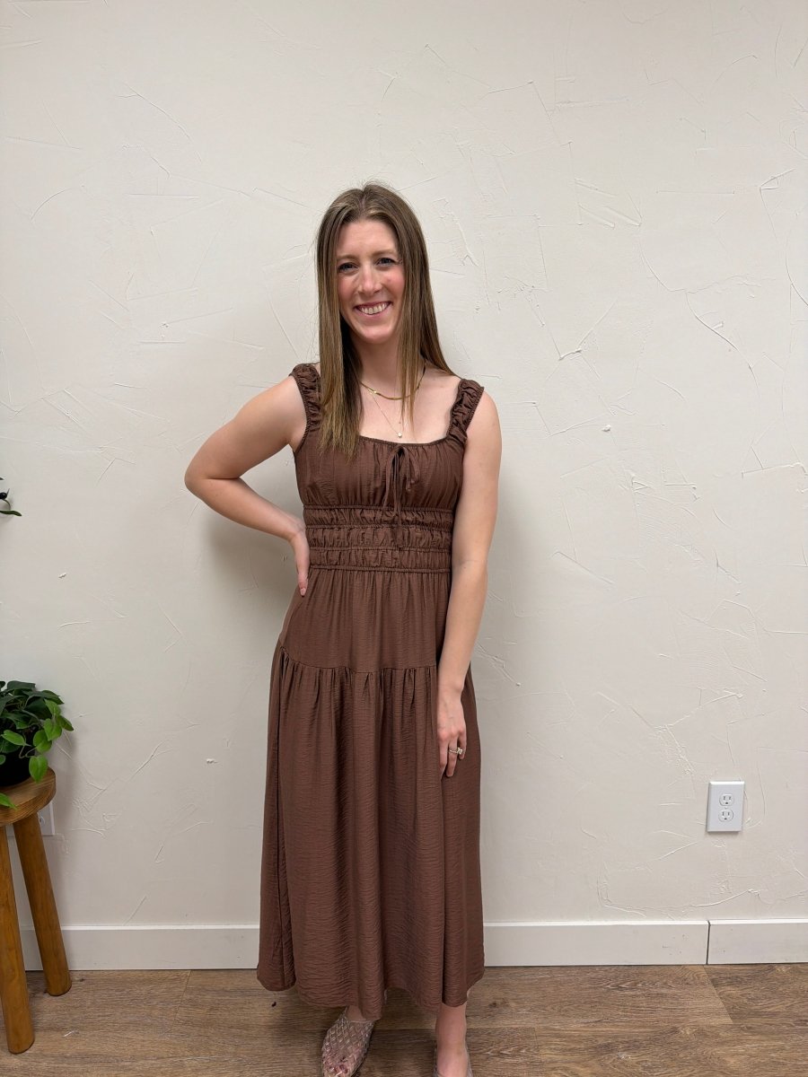 Smocked Waist Midi Dress - Three:Twelve Boutique - Blu Pepper