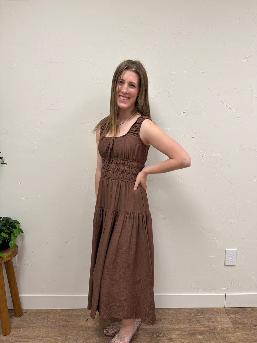 Smocked Waist Midi Dress - Three:Twelve Boutique - Blu Pepper