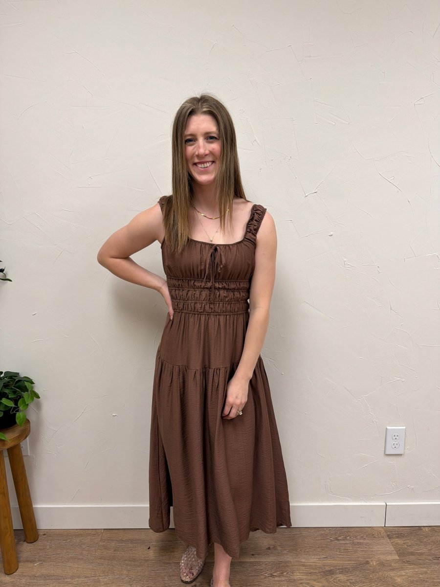 Smocked Waist Midi Dress - Three:Twelve Boutique - Blu Pepper