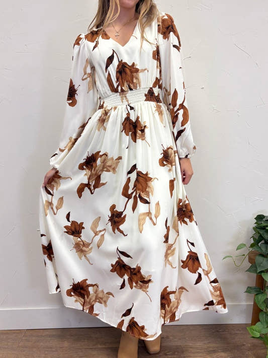 Smocked Waist Printed Maxi Dress - Three:Twelve Boutique - she+sky