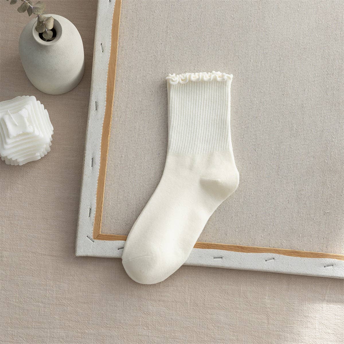 Solid Color Simple Socks: Beige - Three:Twelve Boutique - Dipped Shop