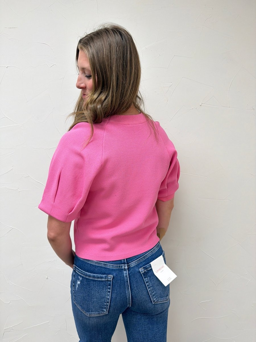Solid short puff sleeve knit top - Three:Twelve Boutique - Entro