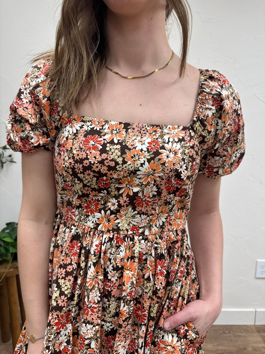 Square Neckline Balloon Hem Mini Dress - Three:Twelve Boutique - Calista