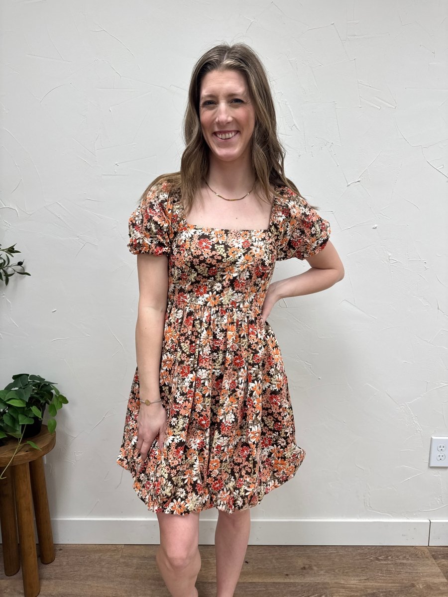 Square Neckline Balloon Hem Mini Dress - Three:Twelve Boutique - Calista