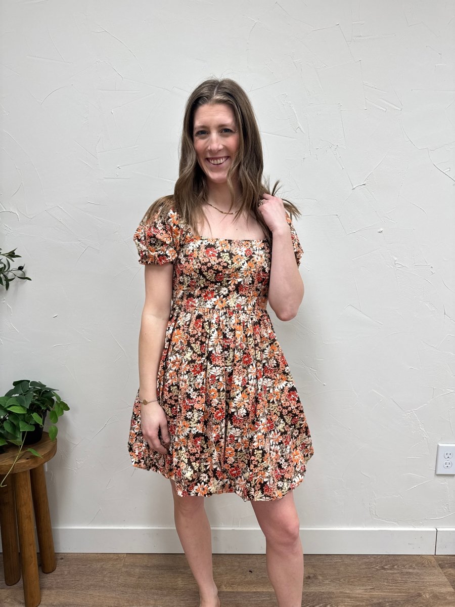 Square Neckline Balloon Hem Mini Dress - Three:Twelve Boutique - Calista