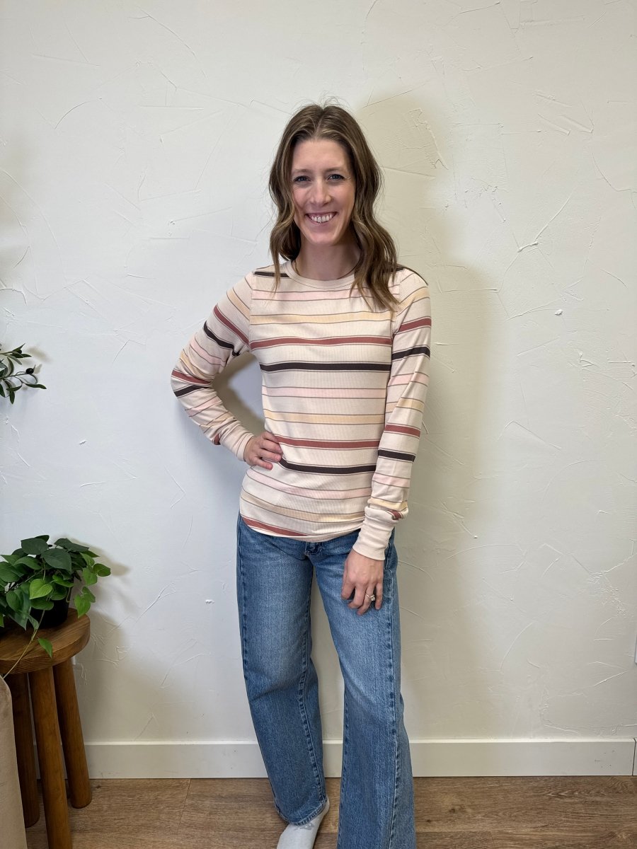 Front view of model wearing Stacy Top showing full silhouette — Three:Twelve Boutique