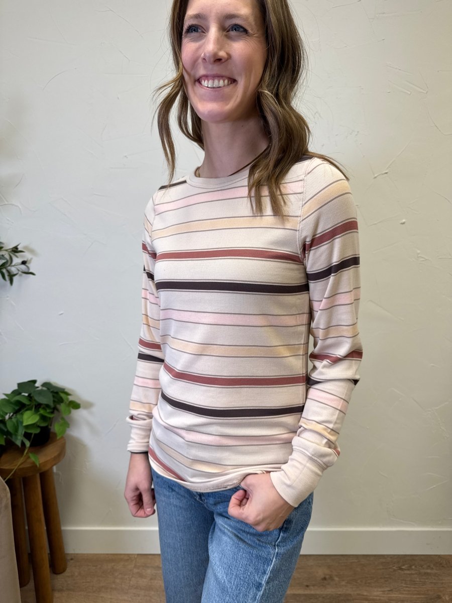 Front view of model wearing Stacy Top showing full silhouette — Three:Twelve Boutique