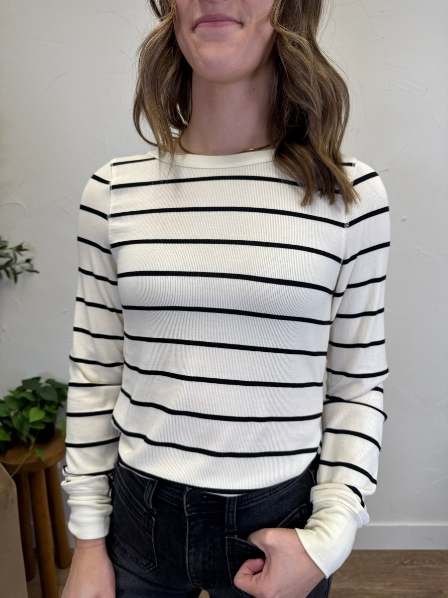 Front view of model wearing Stacy Top showing full silhouette — Three:Twelve Boutique
