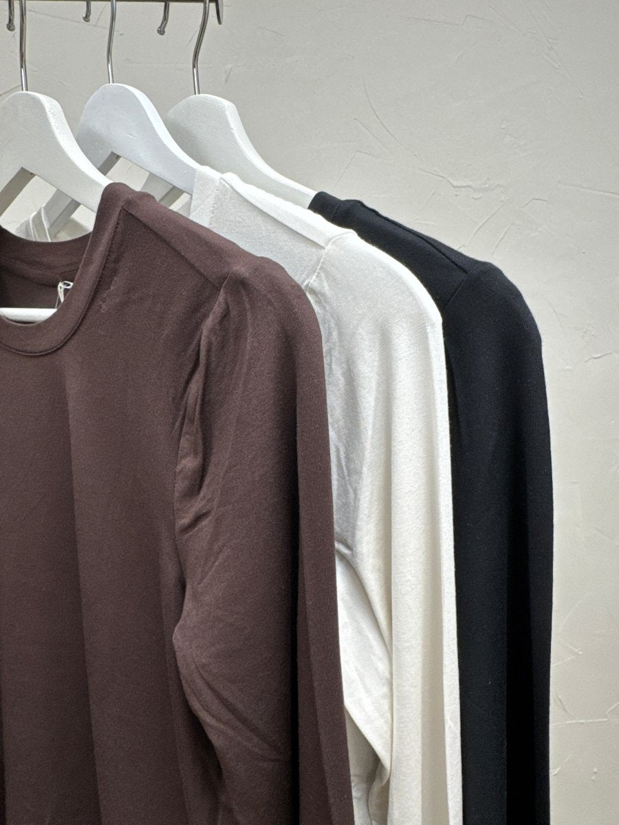 Close up of Stassia Top fabric texture and neckline detail — Three:Twelve Boutique