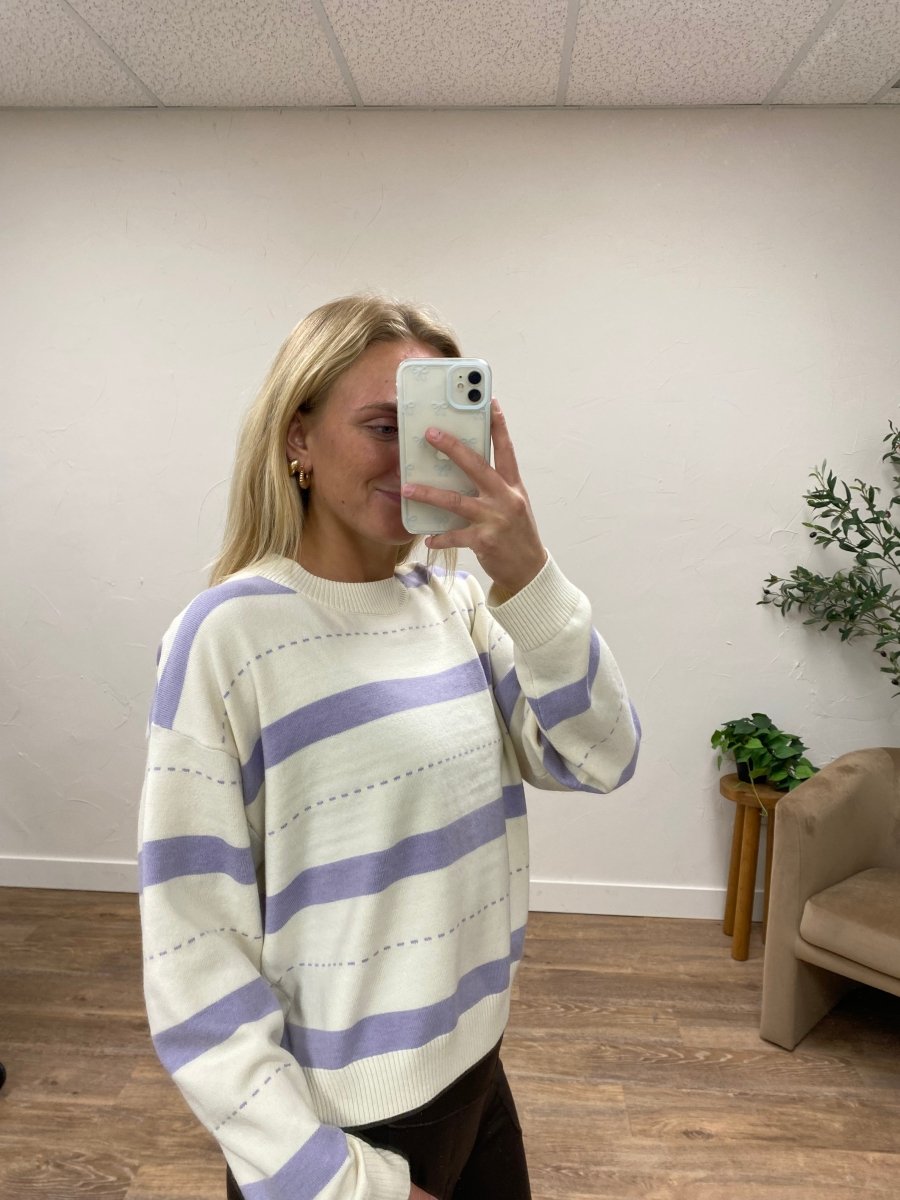 Stitch Printed Striped Sweater - Three:Twelve Boutique - SundayEdition