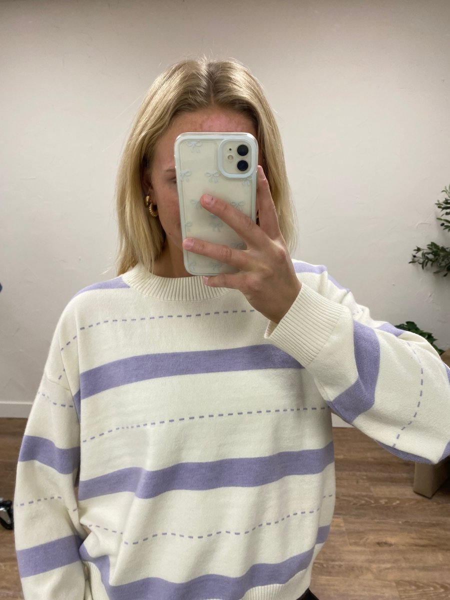 Stitch Printed Striped Sweater - Three:Twelve Boutique - SundayEdition