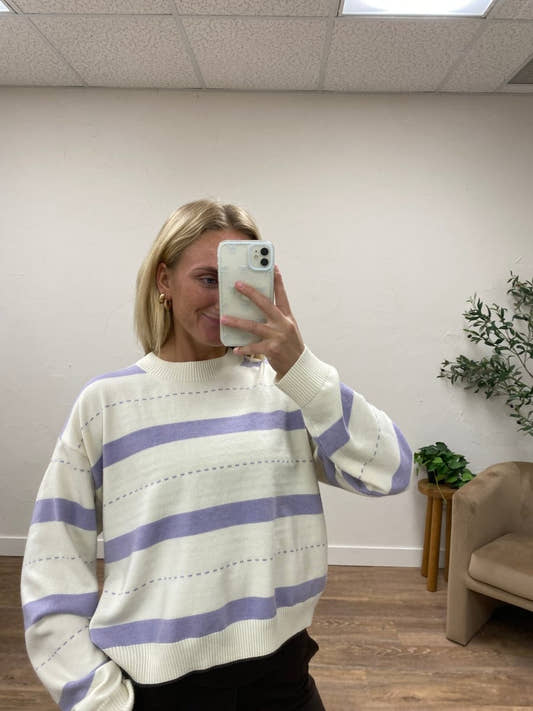 Stitch Printed Striped Sweater - Three:Twelve Boutique - SundayEdition