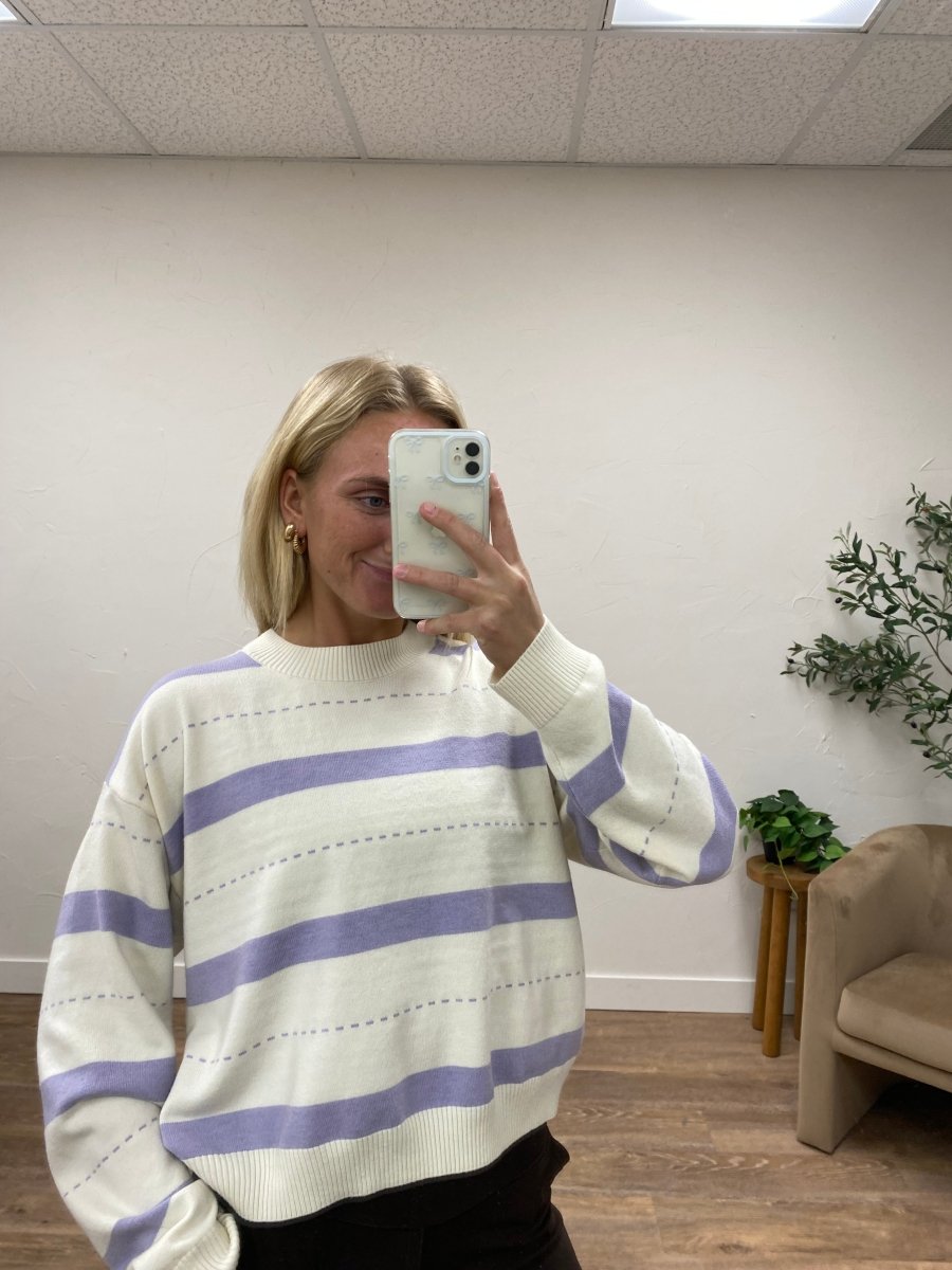 Stitch Printed Striped Sweater - Three:Twelve Boutique - SundayEdition