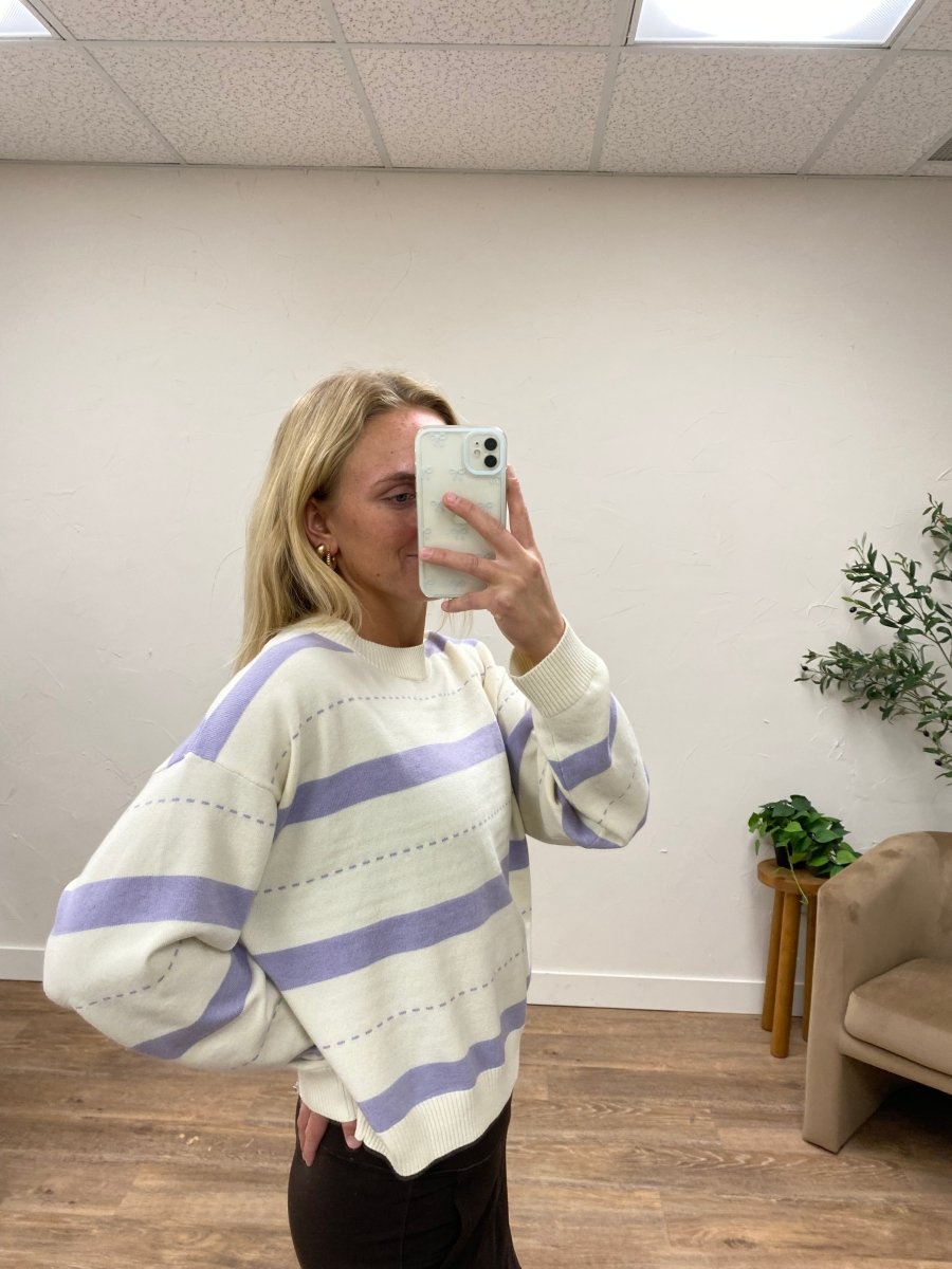 Stitch Printed Striped Sweater - Three:Twelve Boutique - SundayEdition