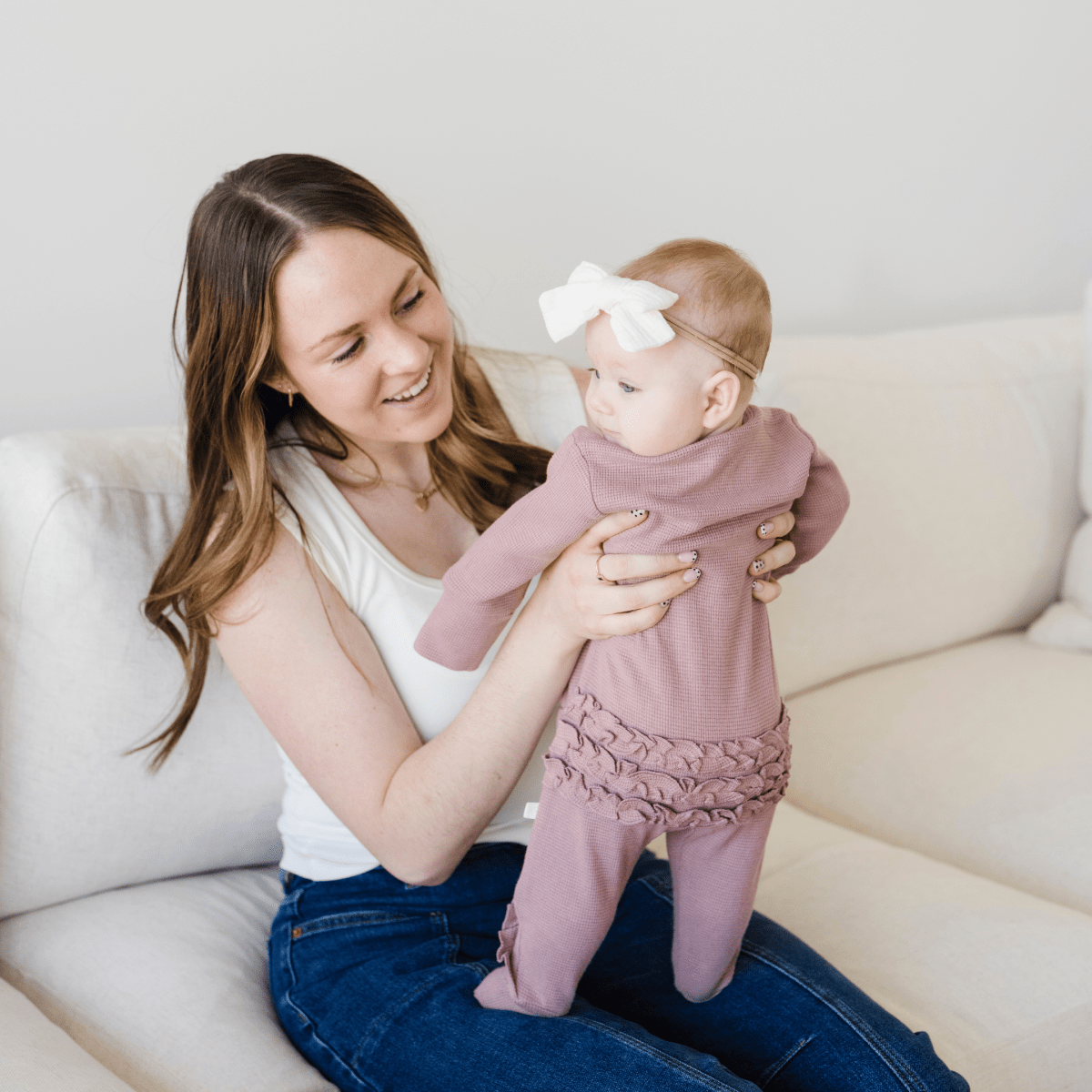 STRETCHY WAFFLE KNIT OUTFITS: Loden / Newborn / Knotted Gown - Three:Twelve Boutique - Saranoni