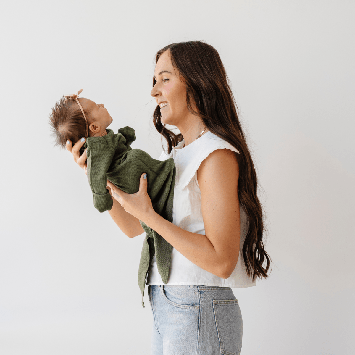 STRETCHY WAFFLE KNIT OUTFITS: Loden / Newborn / Knotted Gown - Three:Twelve Boutique - Saranoni