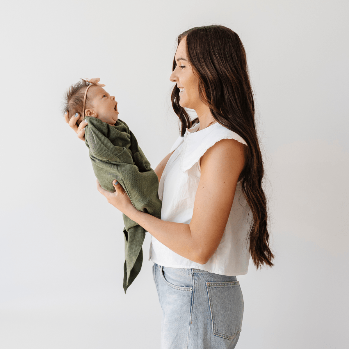 STRETCHY WAFFLE KNIT OUTFITS: Loden / Newborn / Knotted Gown - Three:Twelve Boutique - Saranoni