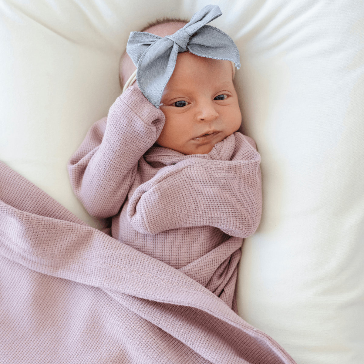 STRETCHY WAFFLE KNIT OUTFITS: Mulberry / Newborn / Knotted Gown - Three:Twelve Boutique - Saranoni