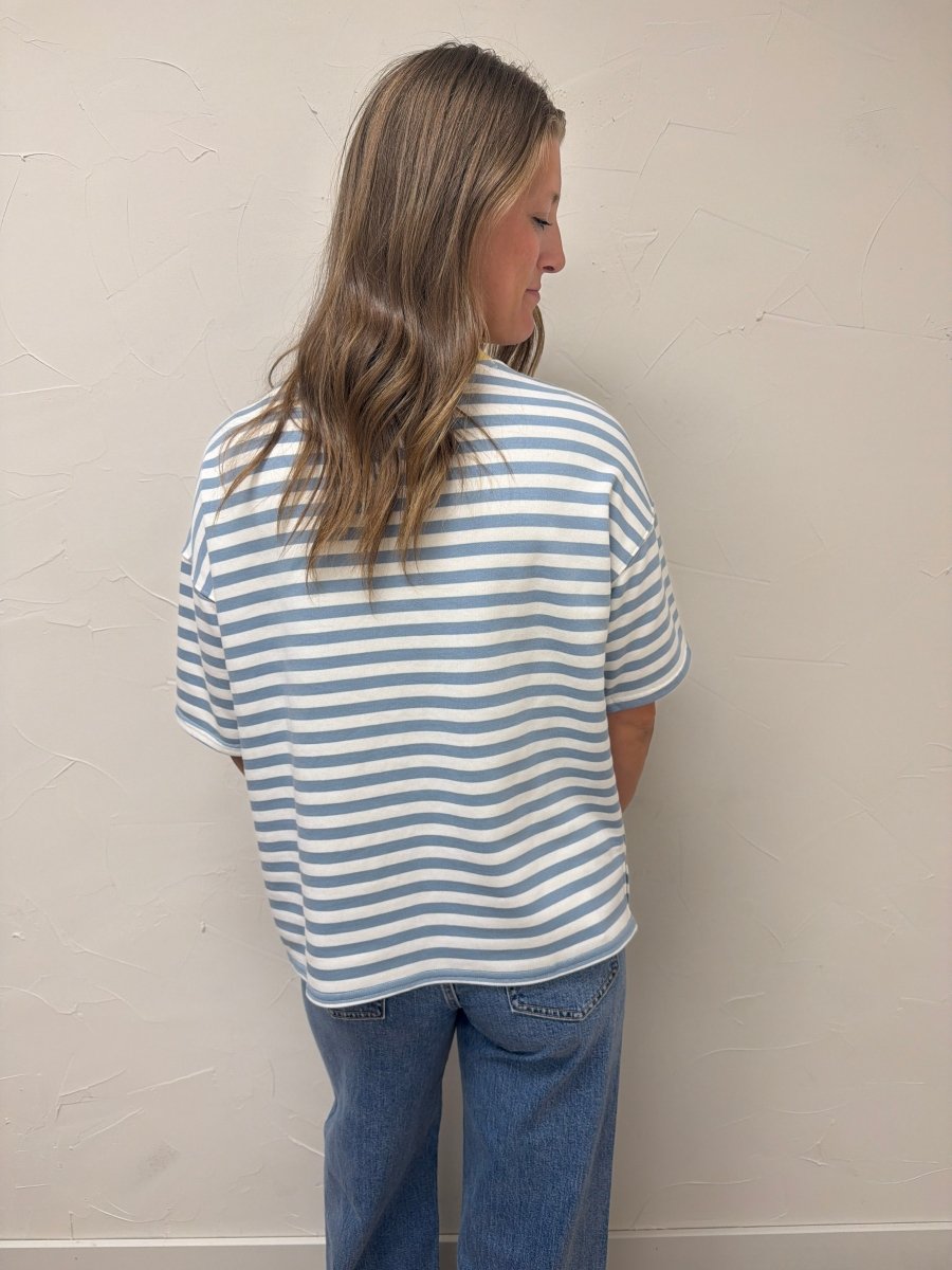 Stripe Colorblock Knit T Shirt - Three:Twelve Boutique - Blu Pepper